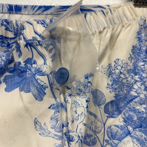 New D&CO Denim+Company Blue & Beige Toile Print Preppy Skort Pockets Size Medium - Picture 5 of 10